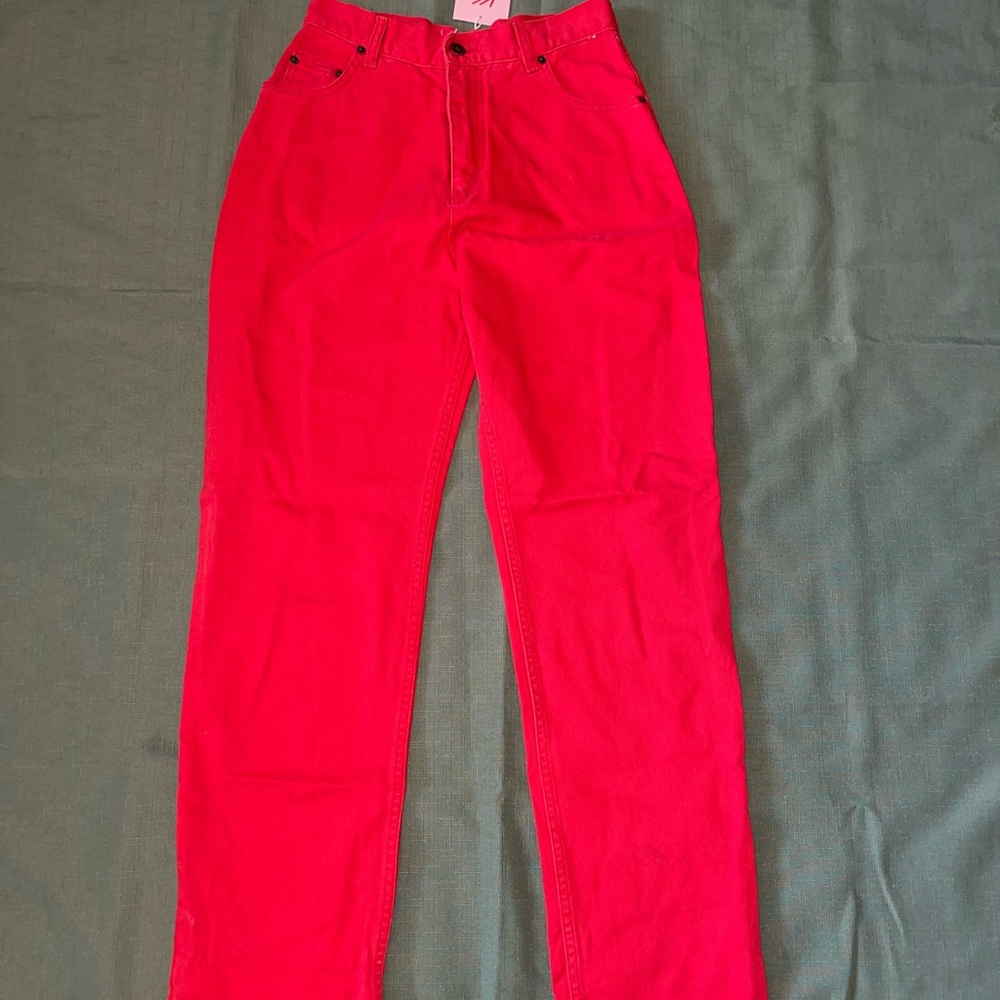 Limon Company Traditional Clothing High Waisted Red Jeans